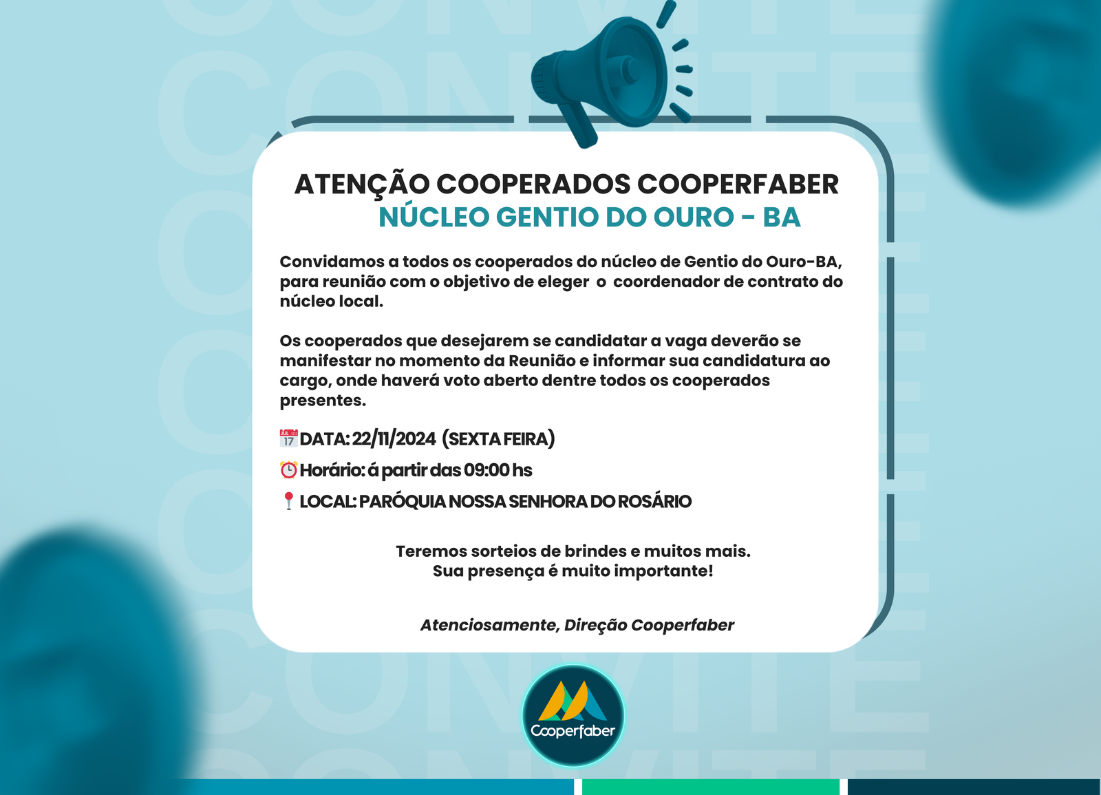 Eleição de Coordenador Cooperfaber – Núcleo Gentio do Ouro